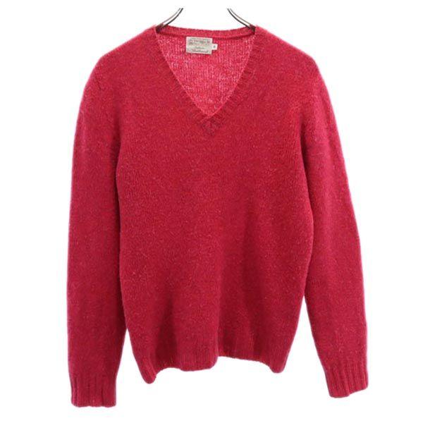 INVERALLAN British Wool Long Sleeve V Neck Knit 36 Reddish Sweater Men's Used