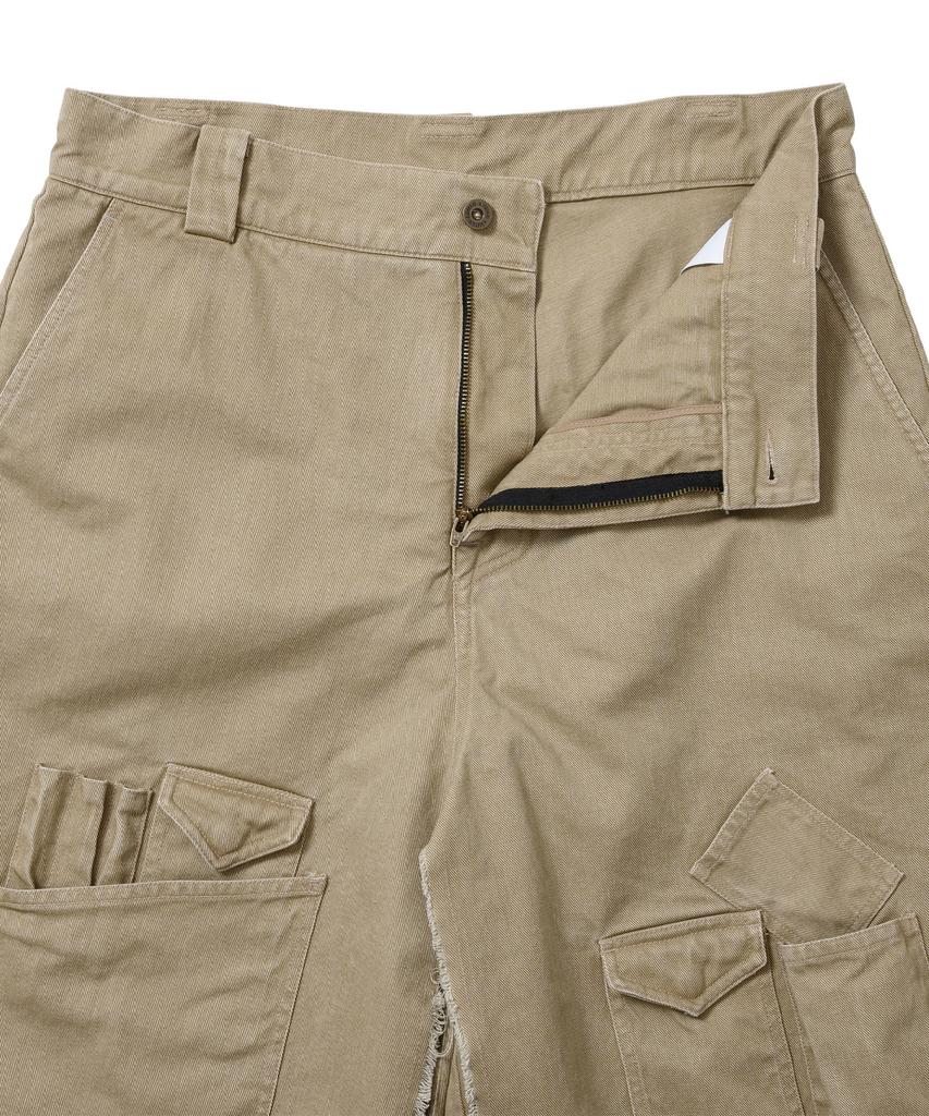 AJOBYAJO Washed Layered Cargo Skirt Shorts [Beige]