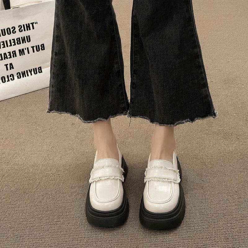 Platform Women's New Spring and Autumn Black Shoes Versatile Single Shoes with Skirts and Small Leather Shoes