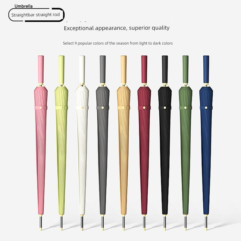 24-Rib Long-Handle Automatic Umbrella, Large Size for Men and Women, Reinforced Straight Umbrella, Windproof Advertising Business Umbrella