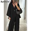 Trendy Loose V-Neck Wide Leg Pants Casual Fashion Set for Women