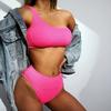 Riseado Sexy Bikini Swimwear Women Textured Swimsuit One Shoulder biquinis Beachwear Bathing Suits