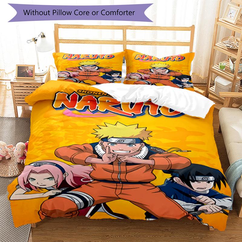 3pcs NARUTO Design Cover Set - HD Printed Bedding with 1 Cover and 2 Pillowcases - Perfect for Home and Dorm Decor