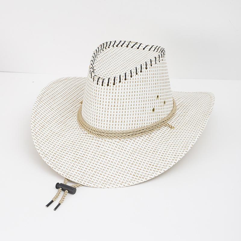 JYL TS DIY Paper Straw Cowboy Hat Outdoor Sun Protection Paper Straw