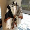 130cm Square Cotton Scarf With Floral Oil Painting Print Women Elegant Lightweight Wrap Accessory