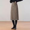 2025 Winter Elegant High-Waist Mid-Length Sequin Wool Slit Skirt for Women
