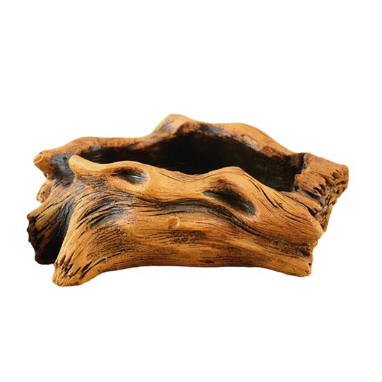 Flowerpot Hand-Painted Imitation Old Tree Stump Shape Outdoor Garden Planter Cement Texture Weatherproof Plant Container