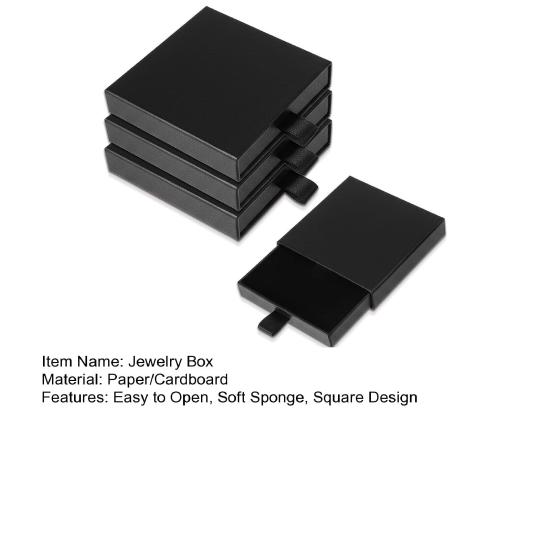 4 szt. Kwadratowe Pudełka Prezentowe na Biżuterię Kartonowe Pudełka do Pakowania Biżuterii z Pokrywkami Miękka Gąbka Pudełka Prezentowe na Pierścionki Naszyjniki Bransoletki Kolczyki