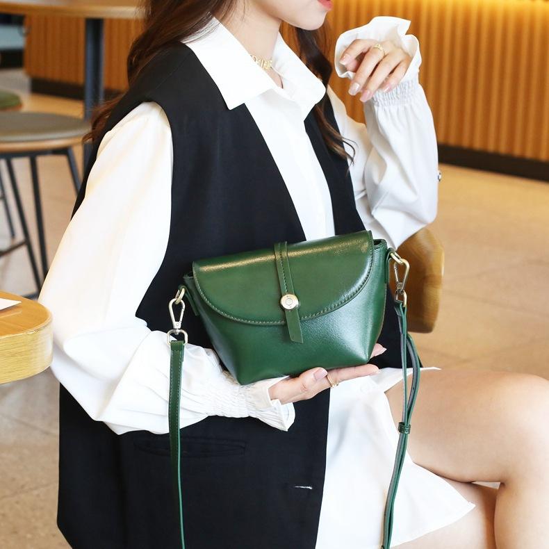 Summer Fashion and High-end Leather Women's Bag, Top Layer Leather Small Bag, Vegetable-tanned Leather Crossbody Single-shoulder Bag