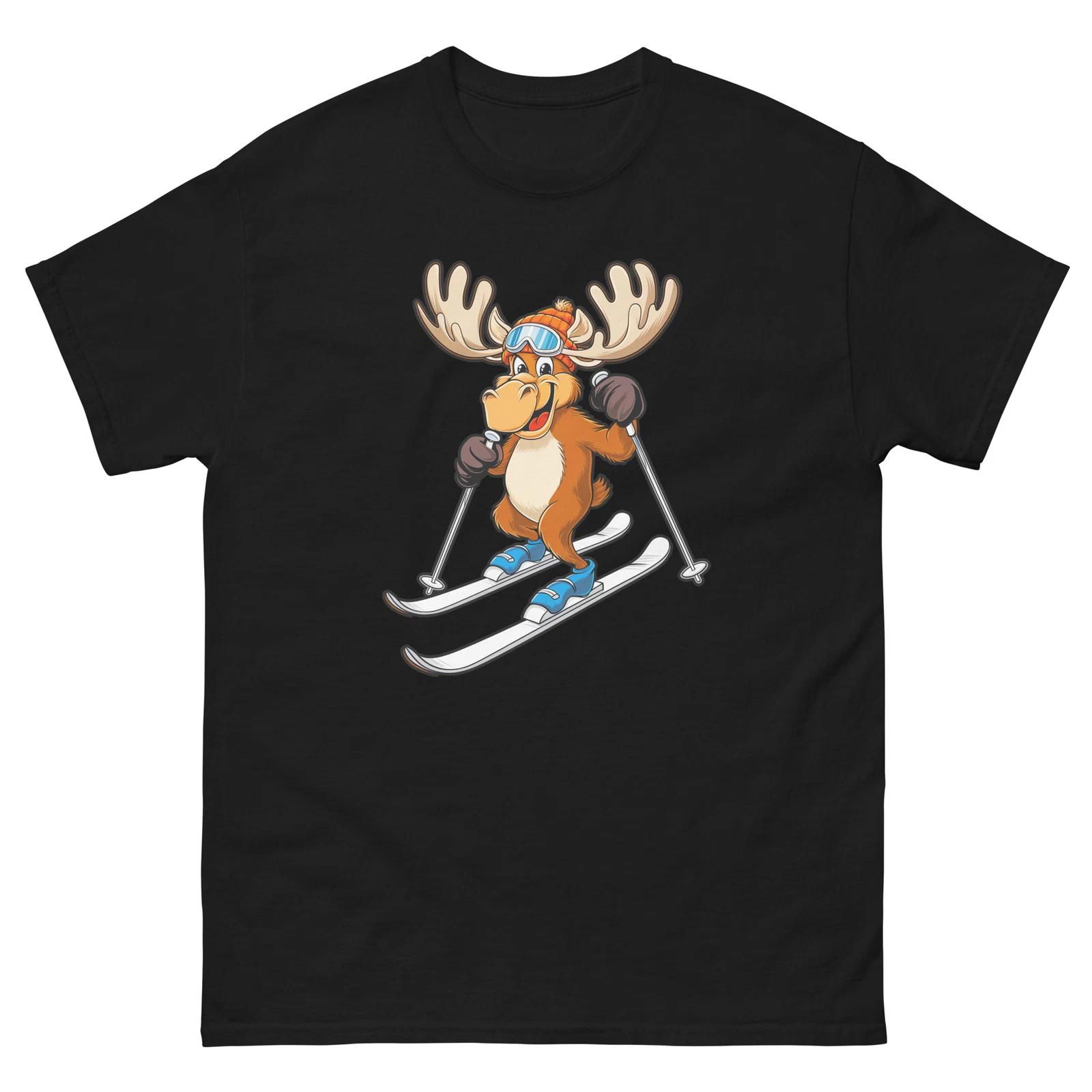 Moose Skiing Skier Fun Cartoon Ski Shirt T-Shirt 3XL