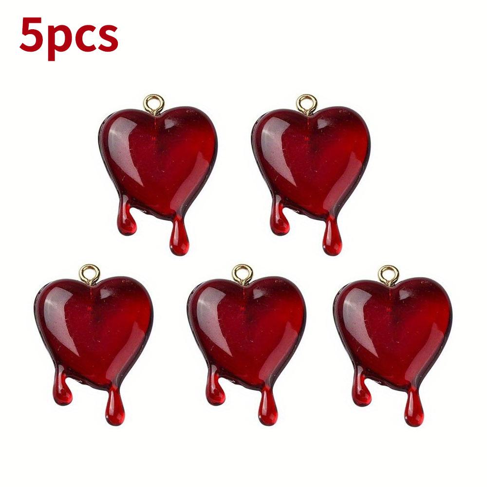 

5/10 шт. подвески в виде сердца из прозрачной смолы красного цвета, готическая подвеска в форме сердца с заклинанием «тающее сердце» на День святого Валентина, используется для самостоятельного изготовления ювелирных изделий 5pcs