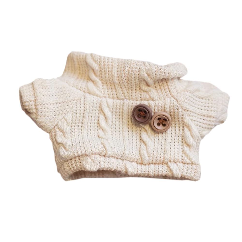 niannyyhouse 10cm-15cm 20cm Plush Toy Clothes - Turtleneck Sweater - Cotton Doll Outfit - Dress-up (Light Brown, 10cm-15cm)