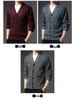 Men's Autumn/Winter Plus Velvet V-Neck Long Sleeve Cardigan Sweater