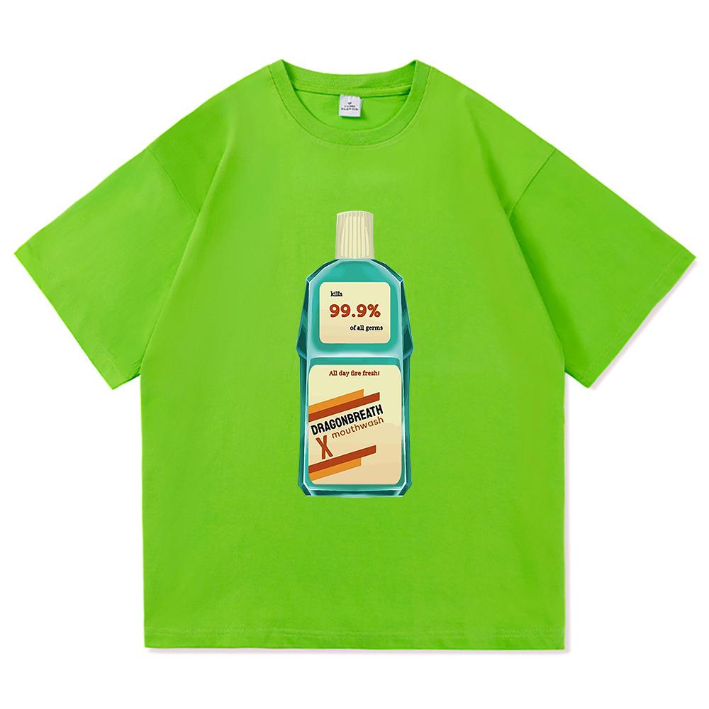 Camiseta Dragon Breath Mouthwashing 2024 Roupas Masculinas de Anime Camisetas Harajuku Unissex Camisetas de Alta Qualidade Roupas Gráficas de Algodão