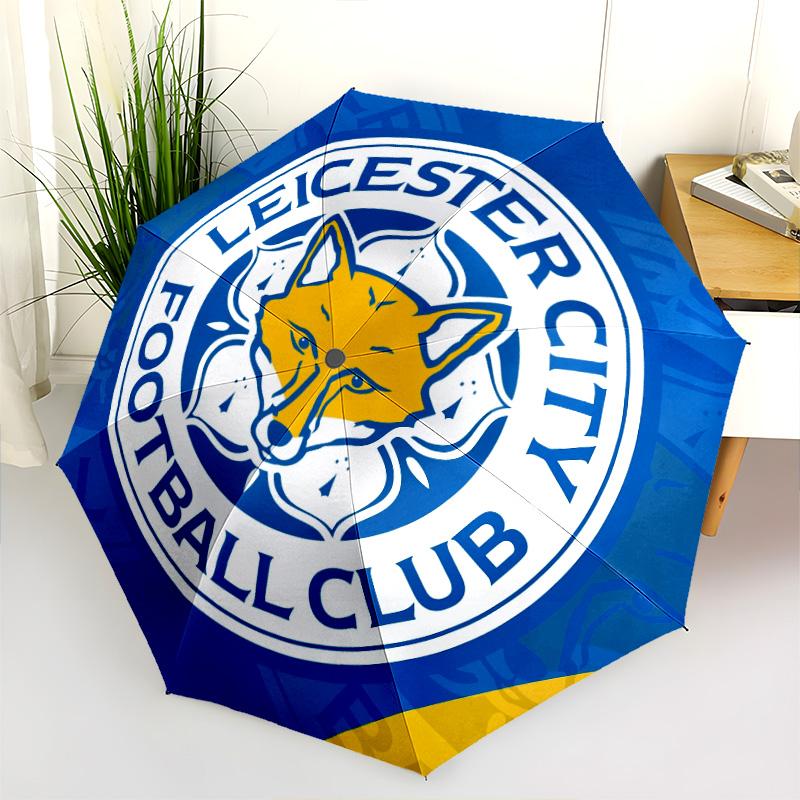 Leicester City Football Club Pattern, Automatic Folding Umbrella, Portable and Foldable Design, 8 Ribs, a Christmas or Birthday Gift.