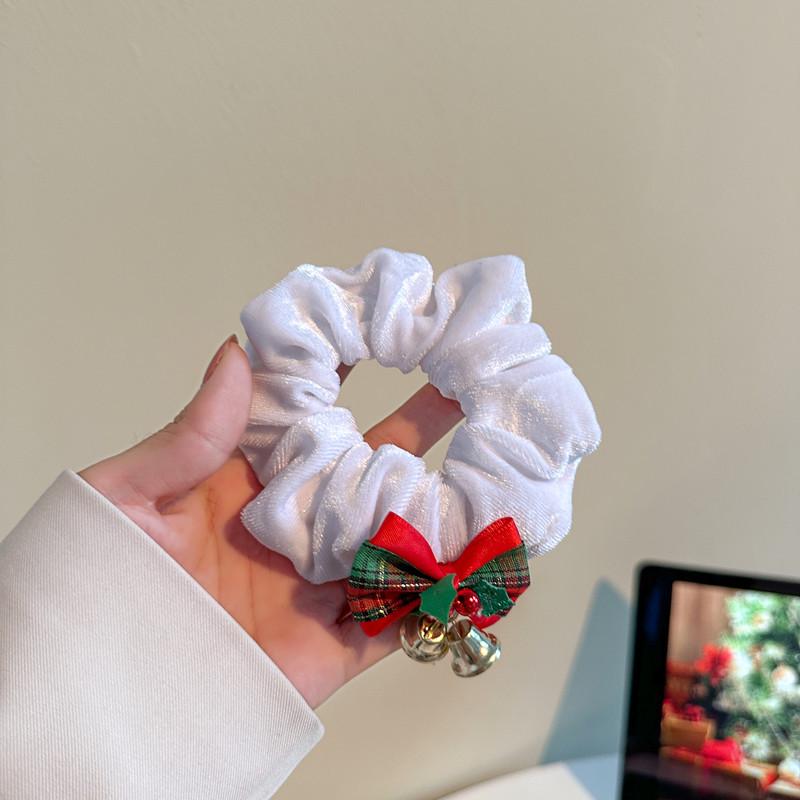 Christmas Double Bell Bow Scrunchie - Festive Hair Accessory for Holiday Celebrations