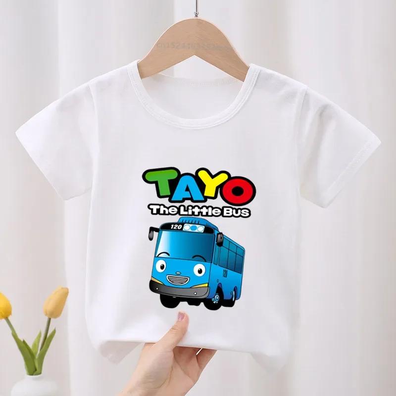 Tayo the Little Bus Print Kids T-shirt Children's Clothes 2026 Summer Cartoon Cute Baby Girls Clothing Boys Short Sleeve T Shirt