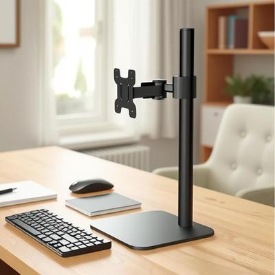 Universal Adjustable Monitor Stand: Height, Swivel, No-Drill Setup for 14-32” Screens