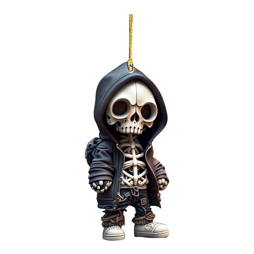 Cartoon Skull Car Pendant Acrylic Flat Surface Design Halloween Decoration