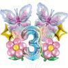 Butterfly & Daisy Star Gradient Foil Balloon Set for Birthday Party Decoration.
