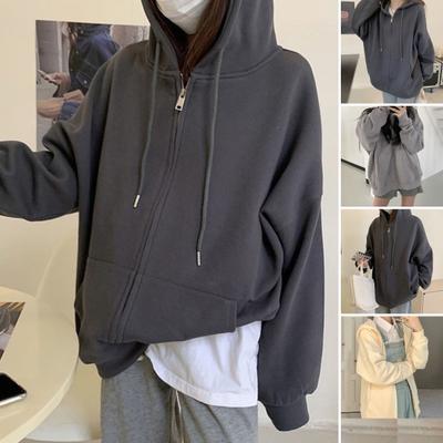 Women's Oversized Hoodies Full Zip Up Long Sleeve Sweatshirt with Pockets Casual