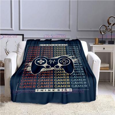 Gamer Exkluzivní dárková deka Videoherní deky Ložní deka Přehazovací deka Flanel Měkký fleece na gauč Pohovka Děti Kluci Dárky pro mládež