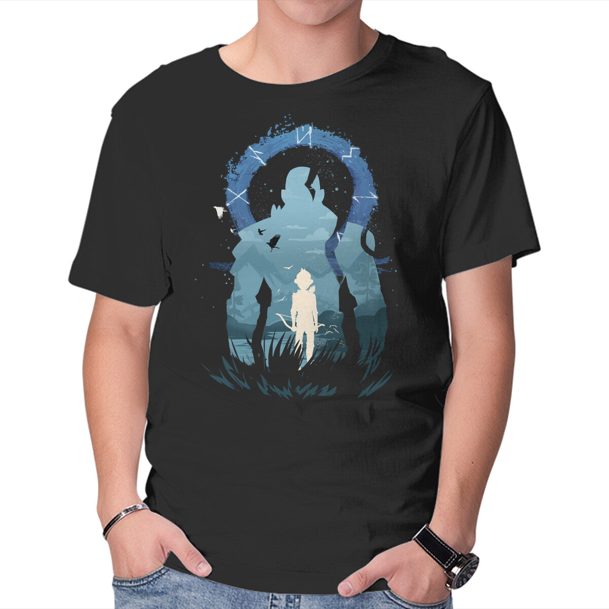 Unisex Crew Neck T-Shirt God Of War Ragnarok Graphic Short Sleeve Casual Tee XL