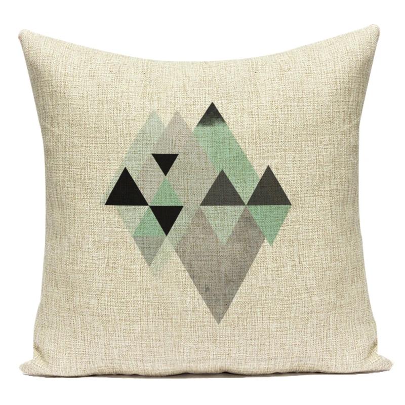 Decorative Throw Pillows Case Simply Green Geometric Polyester Sofa Cushion Cover For Living Room Home Decoration
