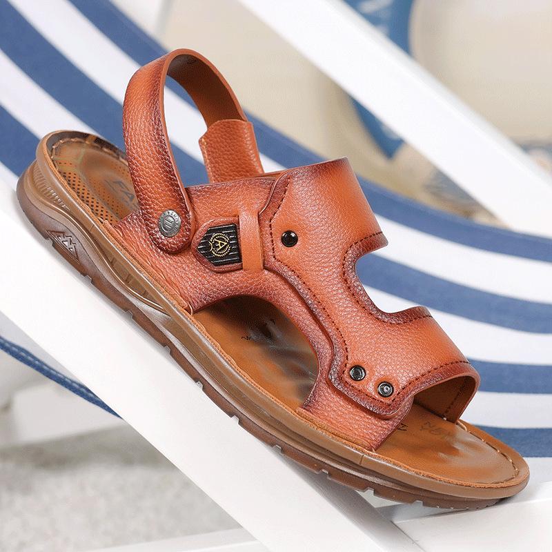 

Sandals men s summer 2025 new models outside breathable leather sandals genuine leather slippers beef tendon sole beach shoes men driving 38