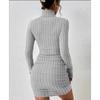 Mode Rollkragen Damen Strick Kurzkleid Herbst und Winter Neu Langarm Rippstrick Hüftbetont Lässige Partykleider Bodycon Schlichte Kleidung 2708