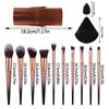 10 pieces makeup brush set, gradient handle+flash brown storage bucket, comes with 2 mini beauty eggs+2 triangular powder puffs