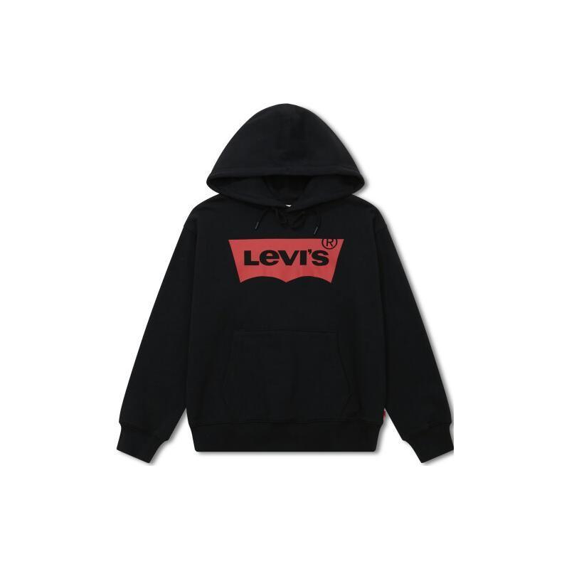 Levis FW22 Solid Logo Print Hooded Long Sleeve Sweatshirt Women sweatshirt Black A4959-0001
