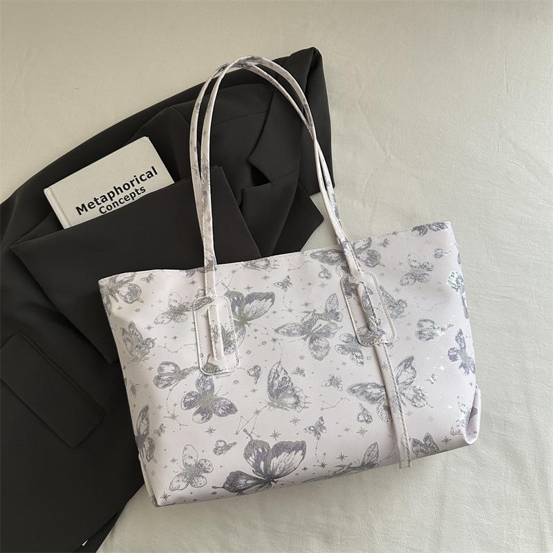

Casual bag women s large capacity 2025 butterfly summer versatile shoulder bag college student class bag tote bag фиолетовый