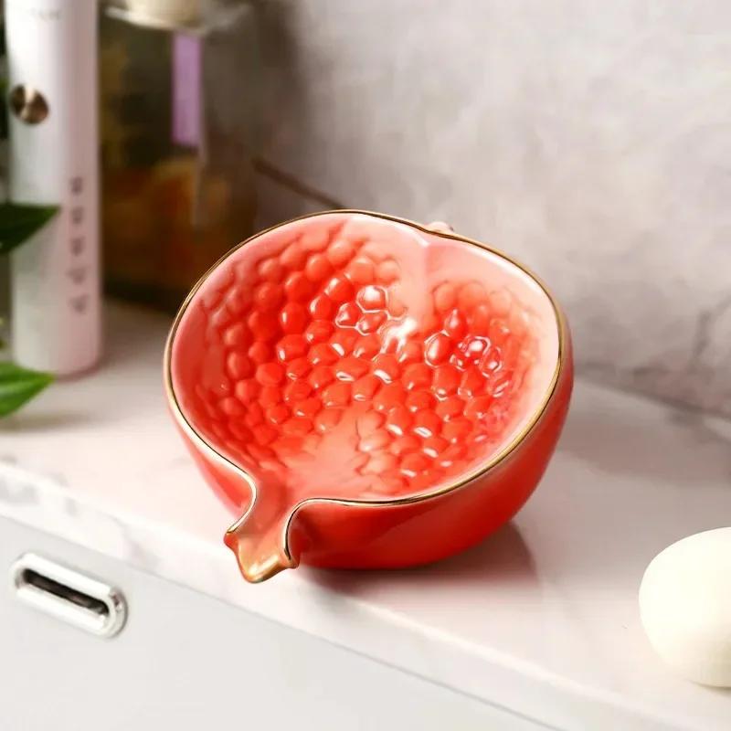 Soap Holder Wash Table Drain Pomegranate Toilet Box Light Luxury Dish for Home el Bathroom Decoration