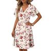 Women's Horn Sleeve Short Sleeve Casual Dress Plant Floral Print V-Neck Dress