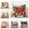 Christmas Red Candle Cushion Cover Linen Minimalist Soft  for Sofa Bed Home Room Decor