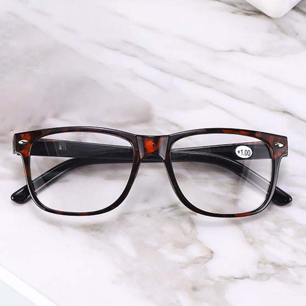 

Resin Print Black Frame Reading Glasses Women Reading Glasses Anti-Radiation Presbyopic Eyewear transparent&brown-+300