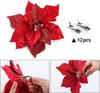 9'' Red Glitter Poinsettia Ornaments, 10-Piece Artificial Christmas Decor for Tree & Wreaths