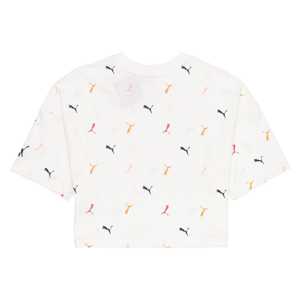Puma Casual Sports Logo All-Over Print Crew Neck Short Sleeve T-Shirt Women Tops White 533152-02