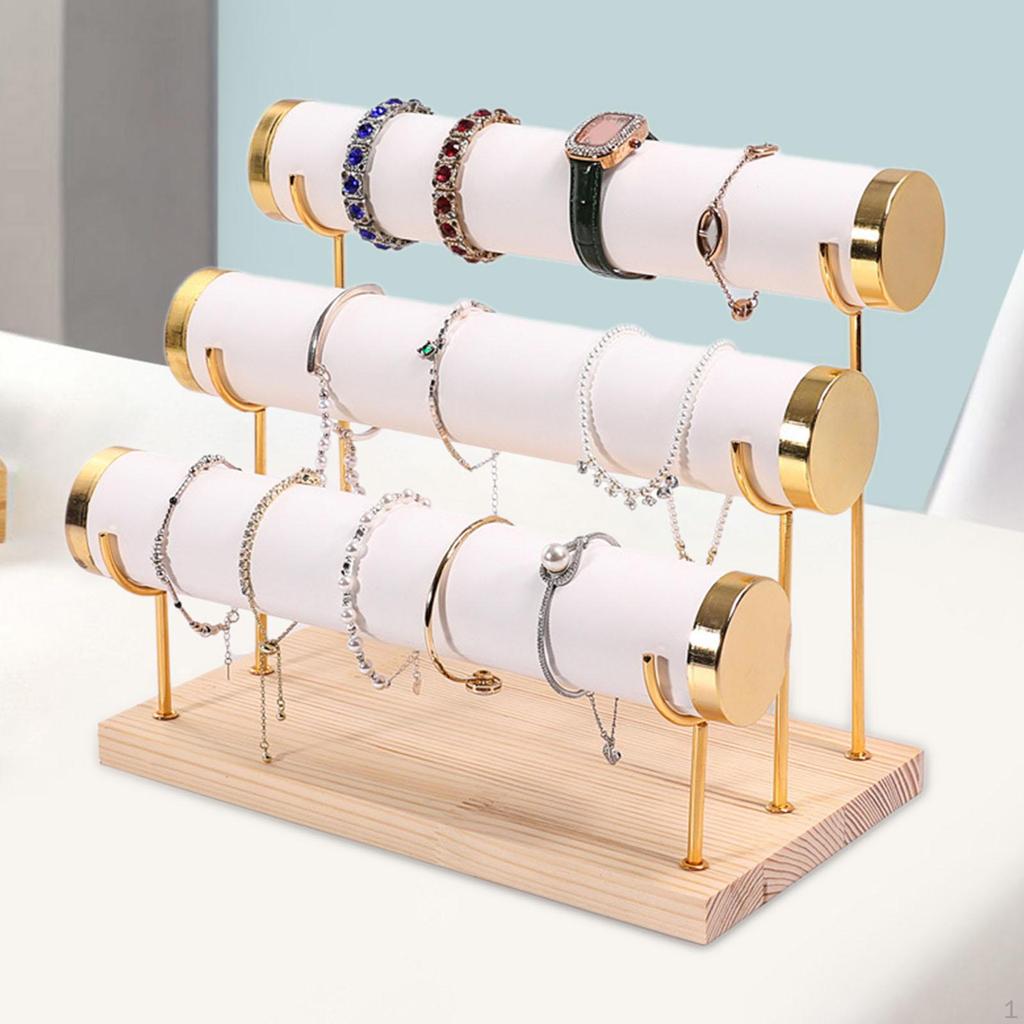 3 Tiers Bracelet Holder Jewelry Storage Organizer Stand Watch Display for