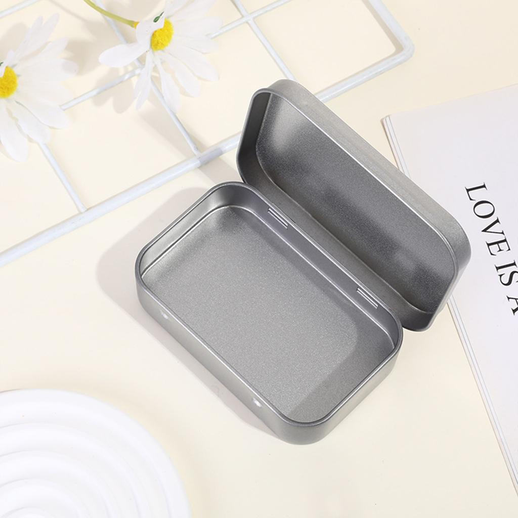 10PCS Metal Empty Hinged Tins Box Silvery Metal Hardware Iron Box with Lids for Keychains USB Flash Drive Small Items
