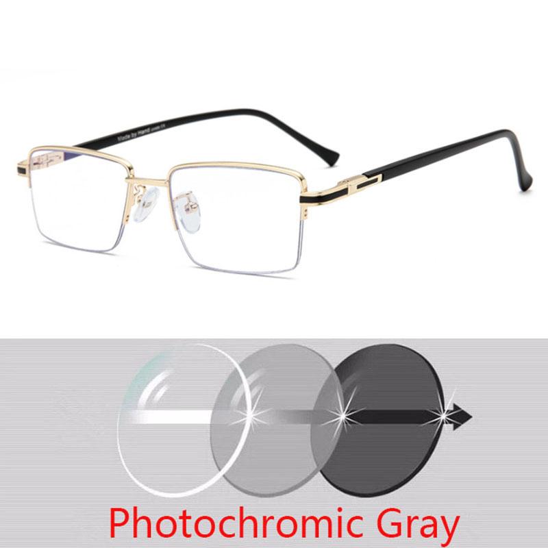 Men Half Metal Square Glasses Women Eyeglasses Myopia Optical Spectacles Ladies Clear Glasses 0 -0.5 -1.0 -2.0 To -6.0