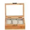 Luxury Bamboo Grain Watch and Jewelry Storage Display Box with Glass Lid