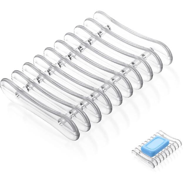 Soap Holder for Shower, Plastic Clear Bar Dish Shower Self Draining Bath Soap Tray Saver Bar Holder for Bathroom Kitchen, Easy to Clean Keeps Soaps