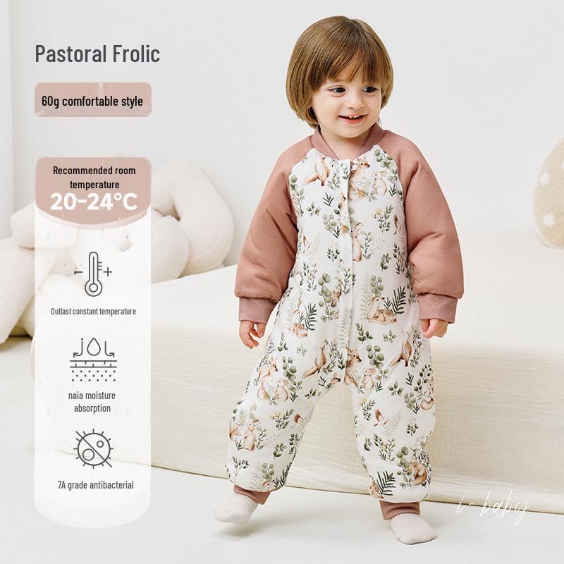 iBaby Anti-Kick Cotton Baby Sleeping Bag - Temperature Controlled, Antibacterial, Breathable, Warm for Autumn and Winter Size 100