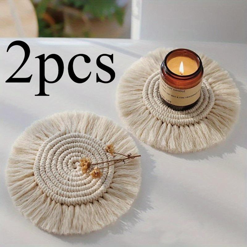 [Bohemian Coaster] Bohemian Round Braided Coaster with Tassels | Handmade Macrame Cup Cushion, Non-Slip Coffee Pad for Restaurants