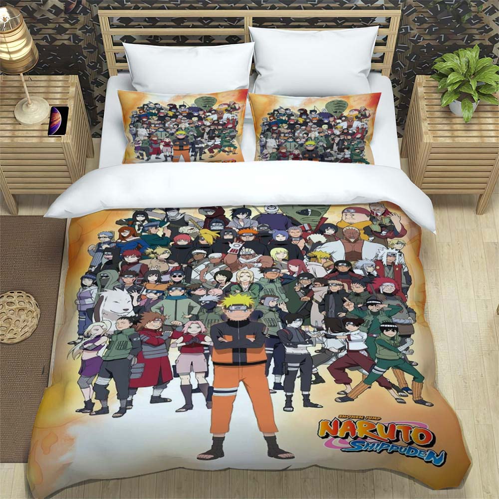 Naruto Pattern Quilt Cover With Pillowcases 3D Digital Printed Bedding Set Twin Full Queen King Children'S Gift