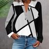 Women's Fashionable And Casual Shirt Long Sleeve V-neck Button Printed Blouse Top