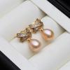 Trendy White Natural Pearl Woman Earrings,Wedding Bridal Fresh Water Pearl Earrings Silver 925 Jewelry Annniversary Gift Black