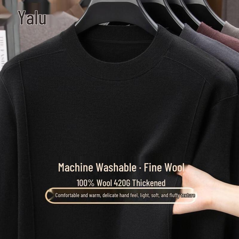 Yalu Men's 100% Wool Crew Neck Sweater